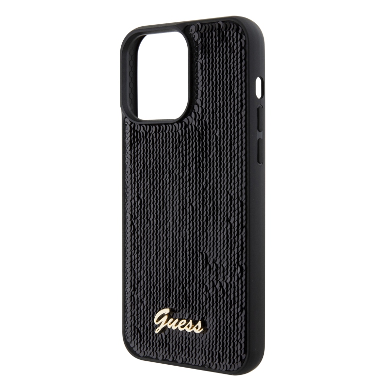 Guess Sequin Script Logo Zadný Kryt pre iPhone 15 Pro Max Black