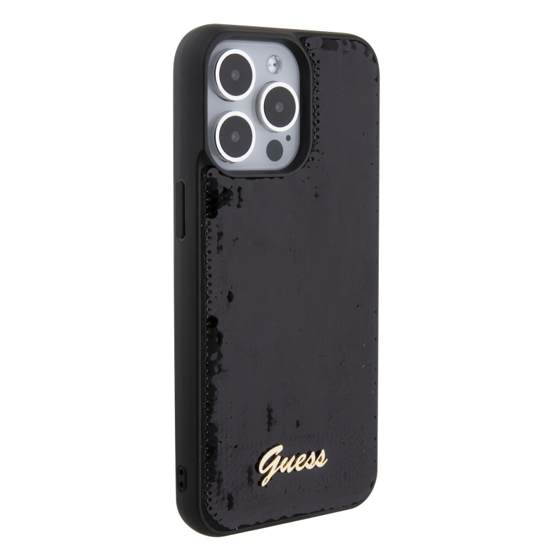 Guess Sequin Script Logo Zadný Kryt pre iPhone 15 Pro Max Black