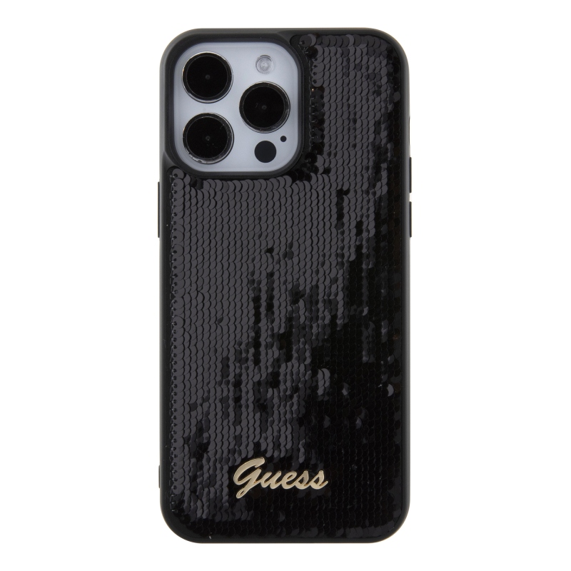 Guess Sequin Script Logo Zadný Kryt pre iPhone 15 Pro Max Black