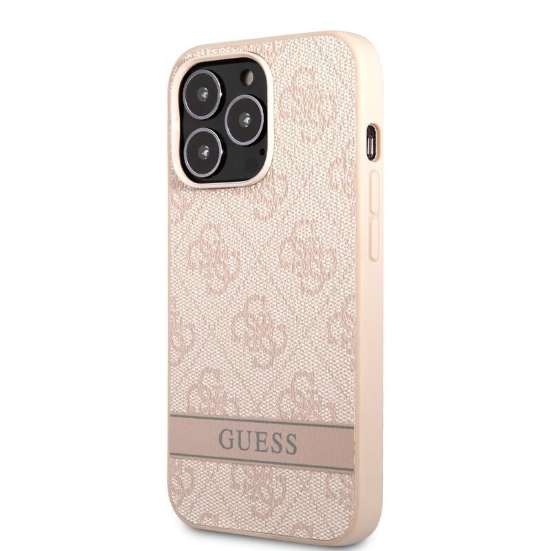 Guess stripe gélový obal s pevným chrbtom na iPhone 13 Pro Max - ružové