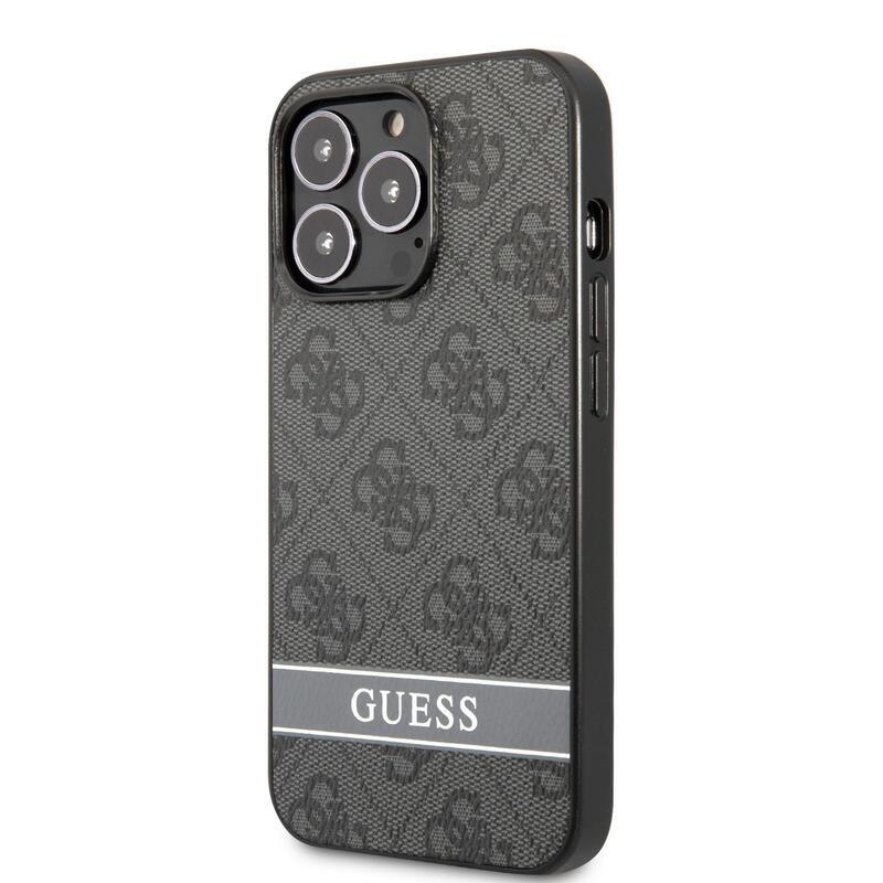 Guess stripe gélový obal s pevným chrbtom na iPhone 13 Pro - sivý