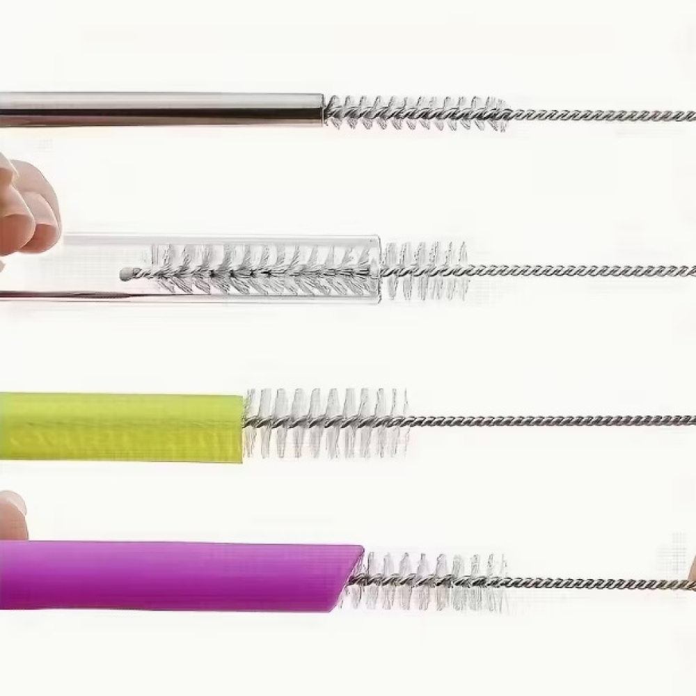 Sada 5 ks čistiacich kefiek na slamky s nerezovou rukoväťou