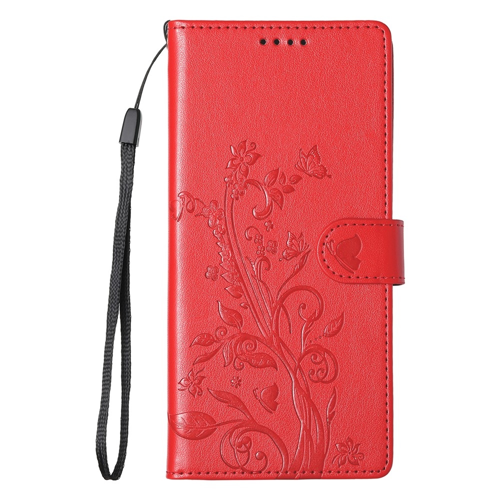 Flowery knižkové púzdro na Samsung Galaxy A07 4G - červené