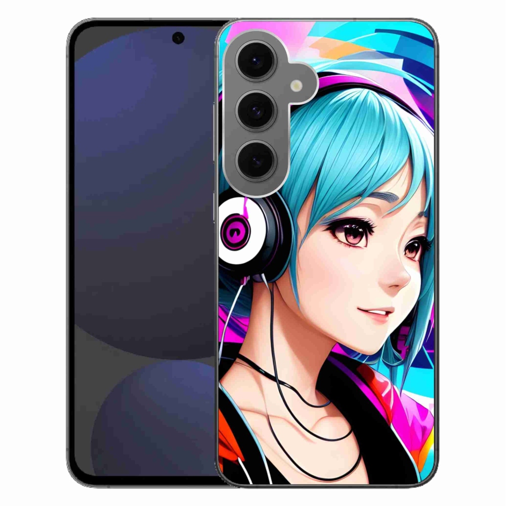 Gélový kryt mmCase na Samsung Galaxy S24 FE - dievča so slúchadlami
