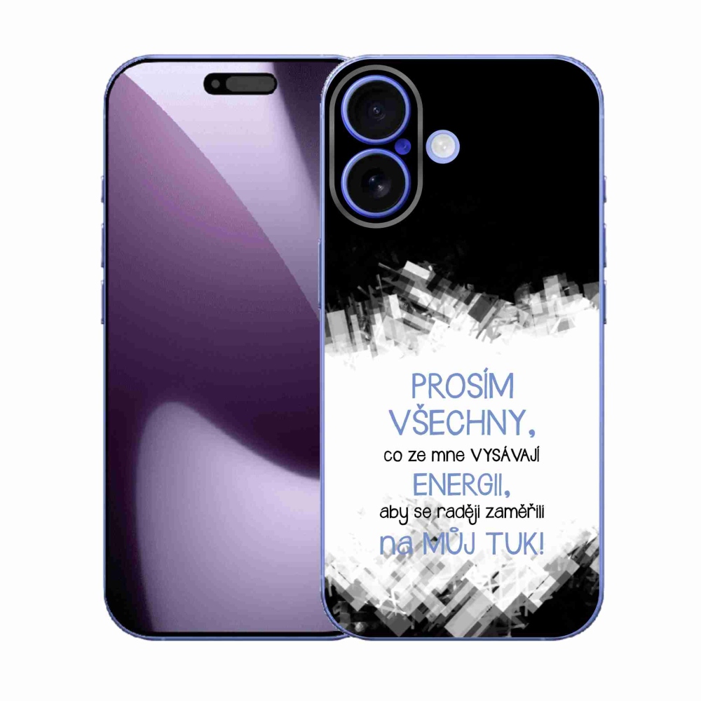 Gélový kryt mmCase na iPhone 17 - vtipný text 1 modrý