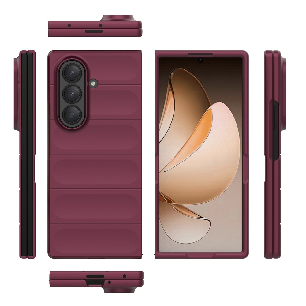 Rugg odolný gélový obal na Samsung Galaxy Z Fold7 5G - vínový
