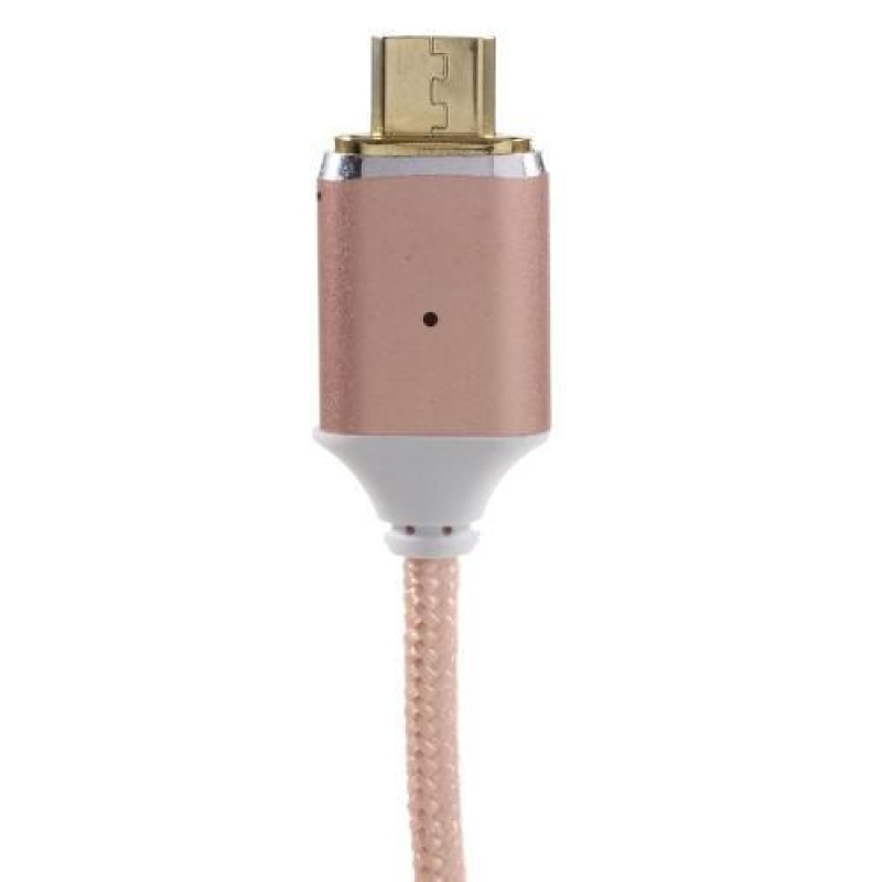 GX7 tkaný micro USB kabel s magnetickým odjímáním - 1m - ružovozlatý