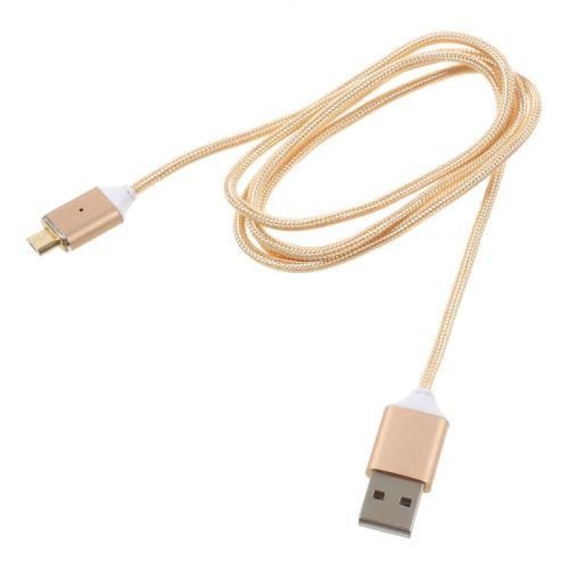 GX7 tkaný micro USB kabel s magnetickým odjímáním - 1m - zlatý