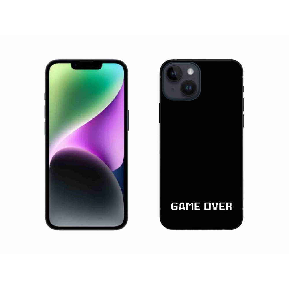Gélový kryt mmCase na iPhone 14 - game over čierne pozadie