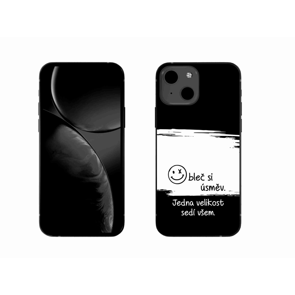 Gélový kryt mmCase na iPhone 13 6.1 - vtipný text 8 bieločierne pozadie