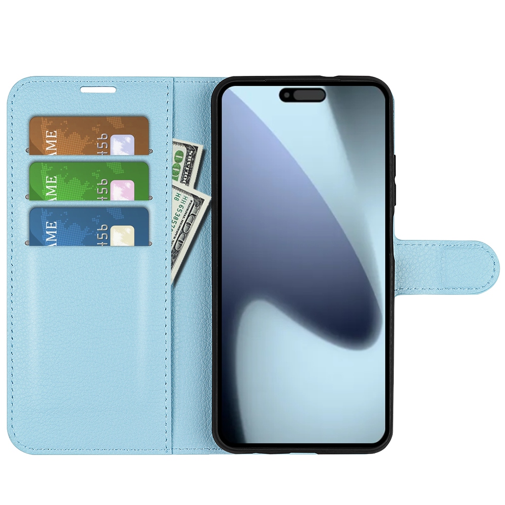 Litchi knižkové púzdro na iPhone 17 - modré