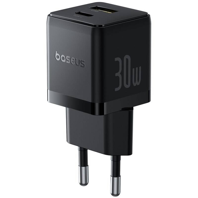 Rýchla nabíjačka Baseus Palm USB-A + USB-C 30 W čierna
