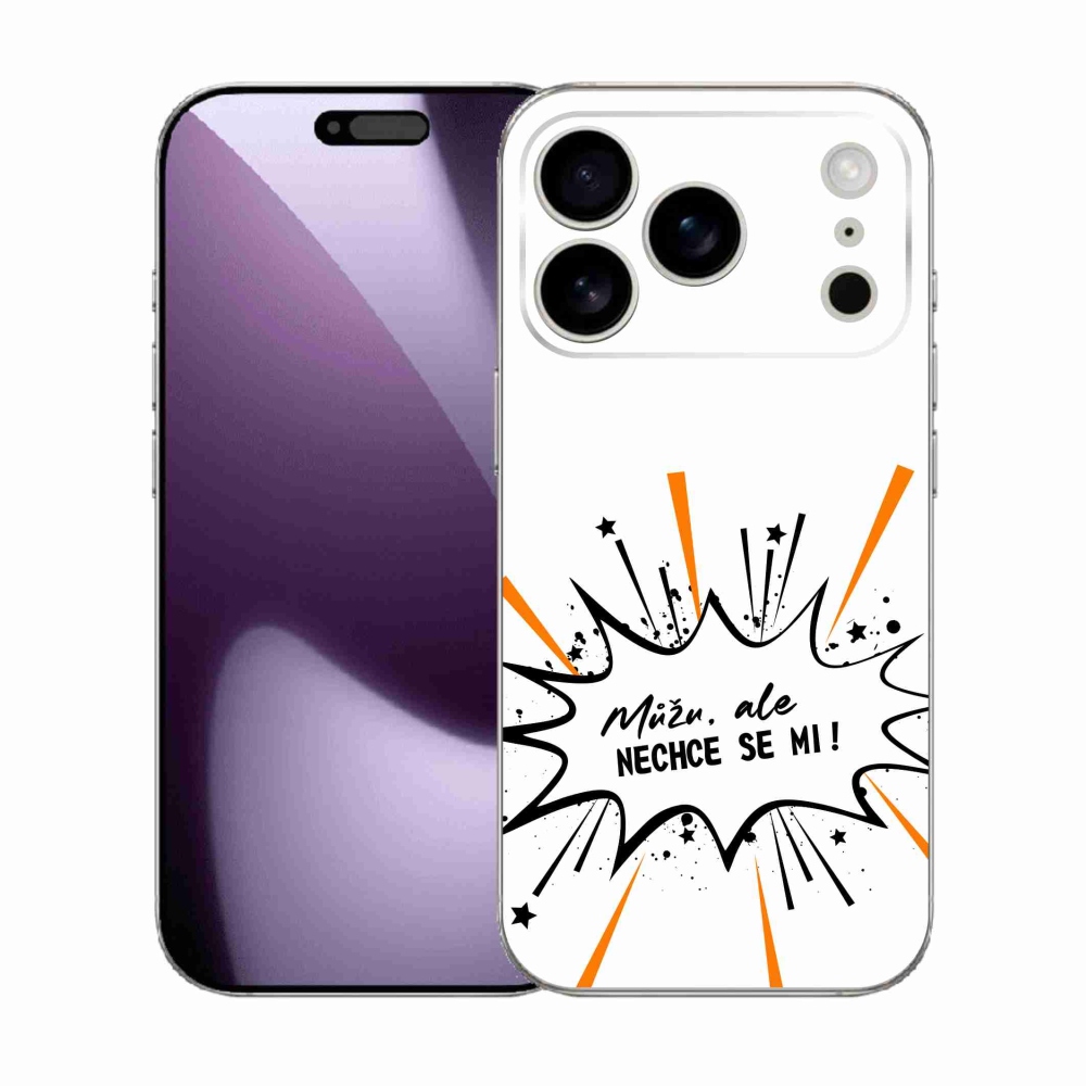 Gélový kryt mmCase na iPhone 17 Pro - vtipný text 11 biele pozadie