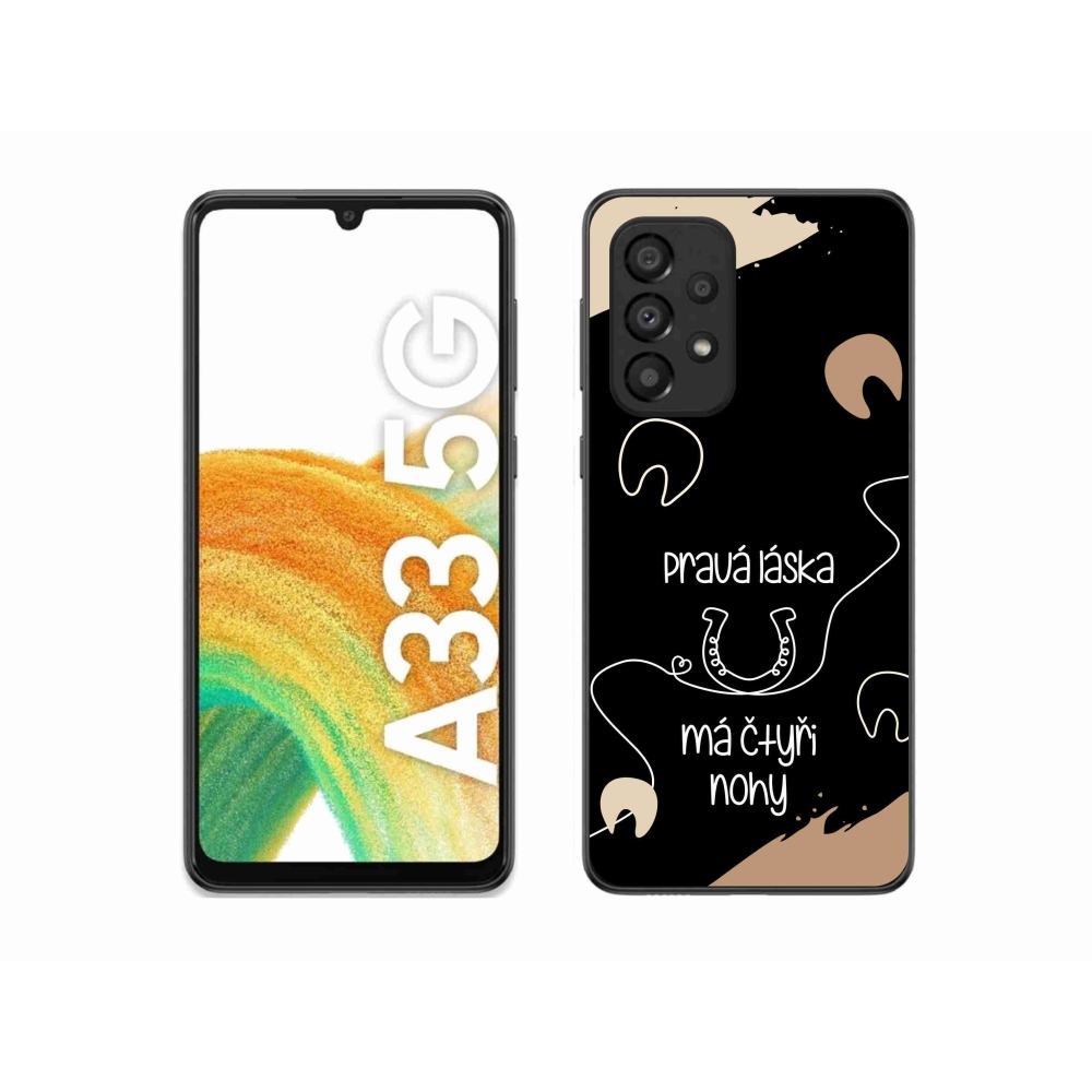 Gélový kryt mmCase na Samsung Galaxy A33 5G - konský motív čierne pozadie