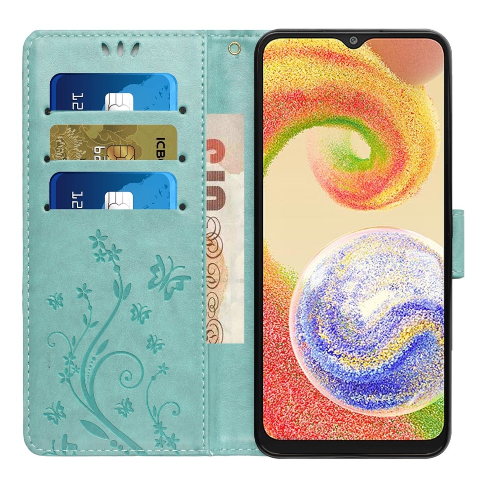 Flowers knižkové púzdro na Samsung Galaxy A06 4G - modrozelené