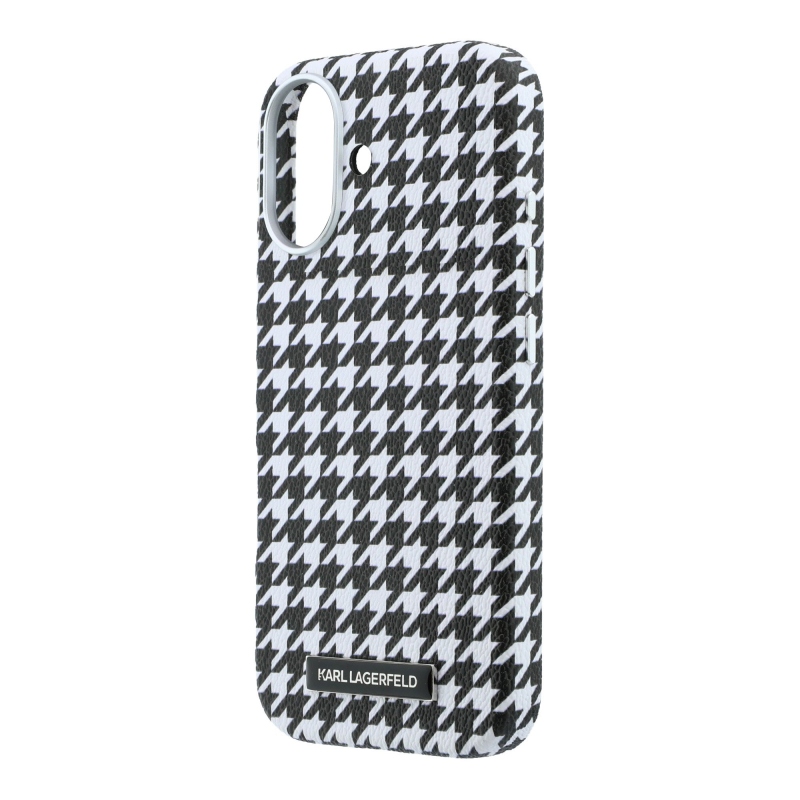 Karl Lagerfeld PU Houndstooth Resin Plate Zadný kryt MagSafe pre iPhone 17 Black