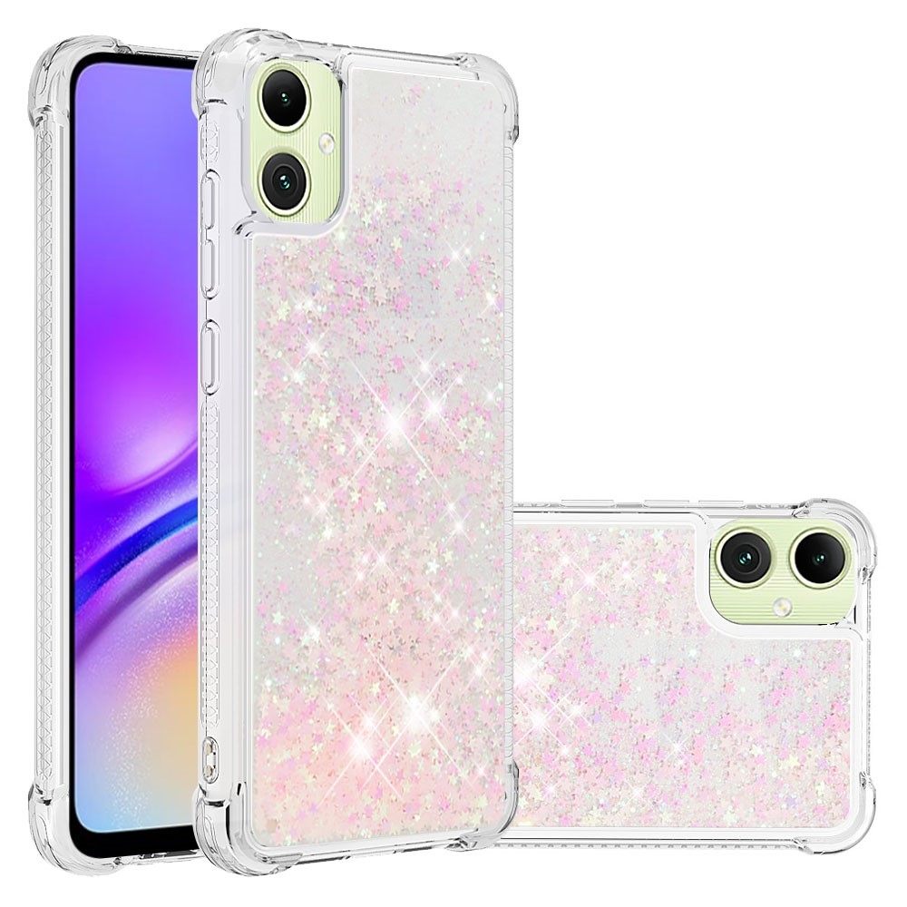 Glitter presýpacie gélový obal na Samsung Galaxy A06 4G - ružový/hviezdičky