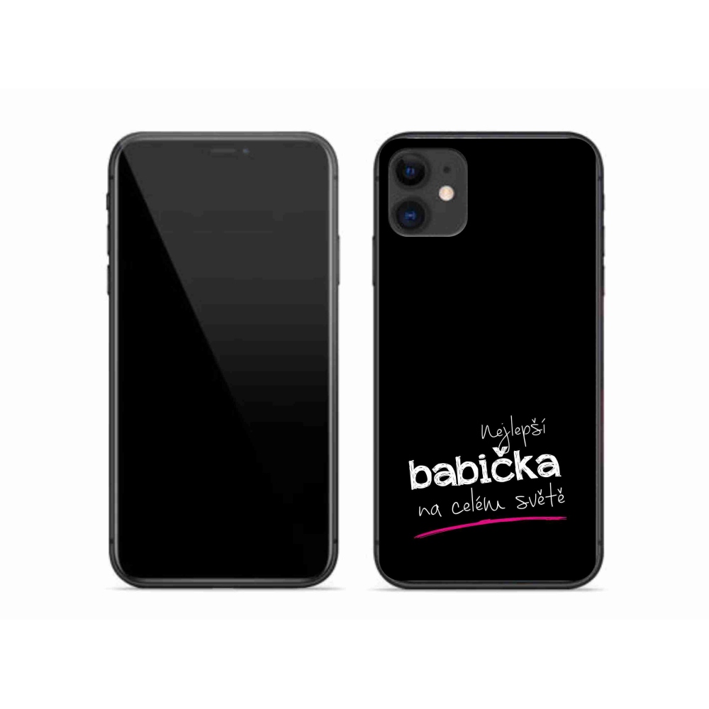 Gélový kryt mmCase na iPhone 11 - najlepšia babička 4 čierne pozadie