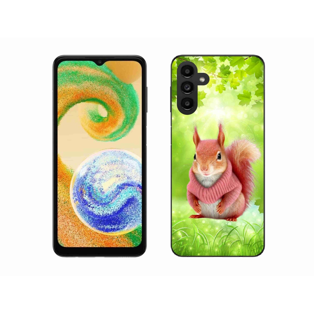 Gélový kryt mmCase na Samsung Galaxy A04s (164.7x76.7x9.1mm) - veverička vo svetri