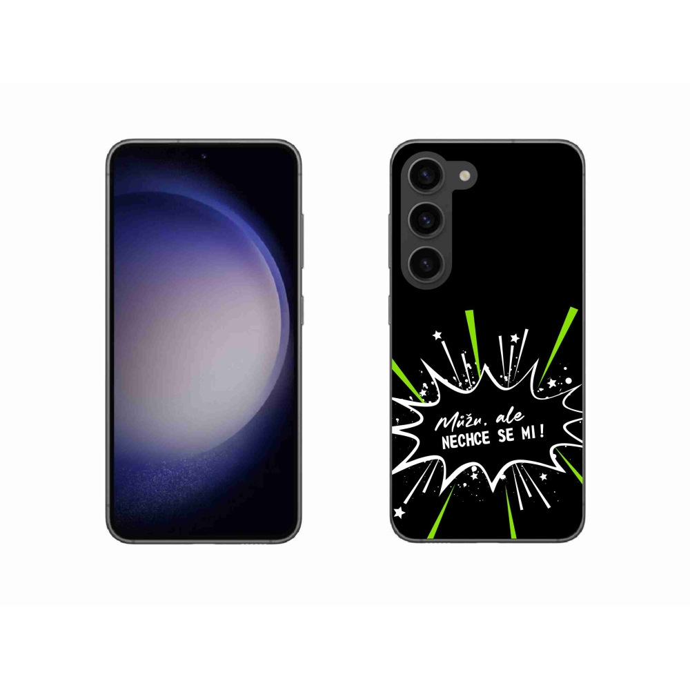 Gélový kryt mmCase na Samsung Galaxy S23 5G - vtipný text 11 čierne pozadie