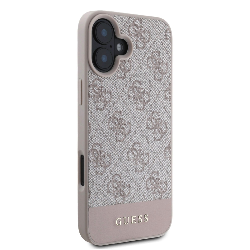Guess PU 4G Stripe Zadný Kryt pre iPhone 16 Pink