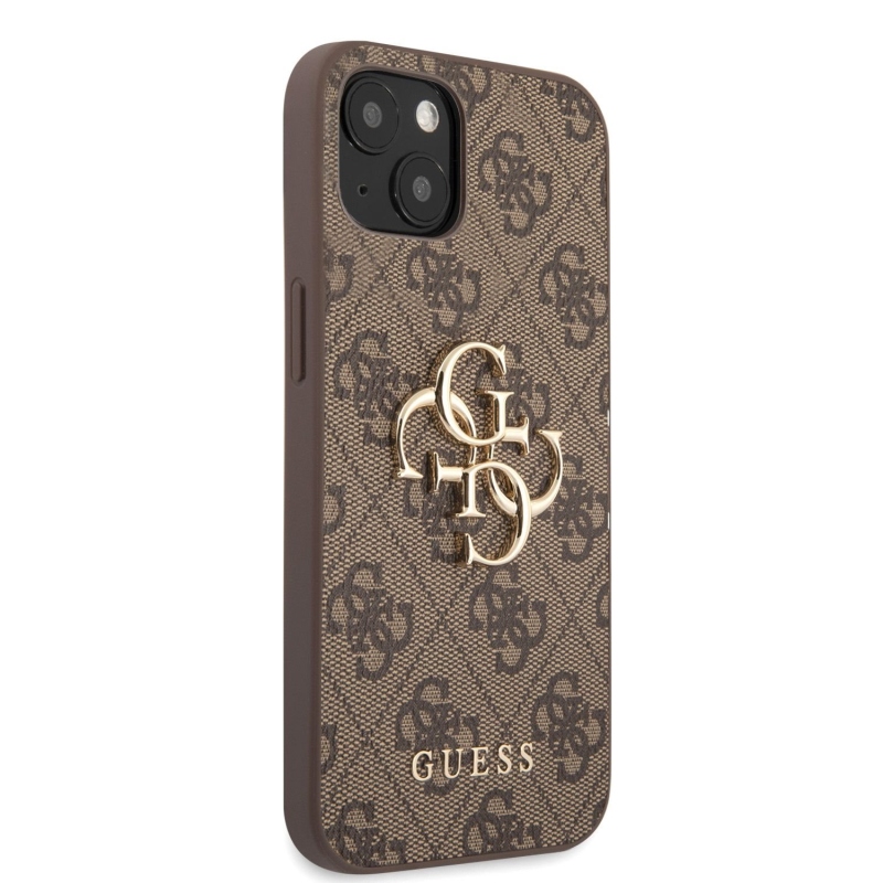 Guess PU 4G Metal Logo Zadný Kryt pre iPhone 13 Brown