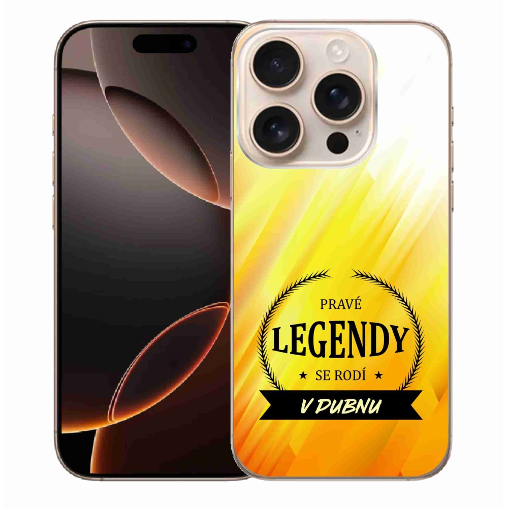 Gélový kryt mmCase na iPhone 16 Pro Max - legendy v apríli žlté pozadie