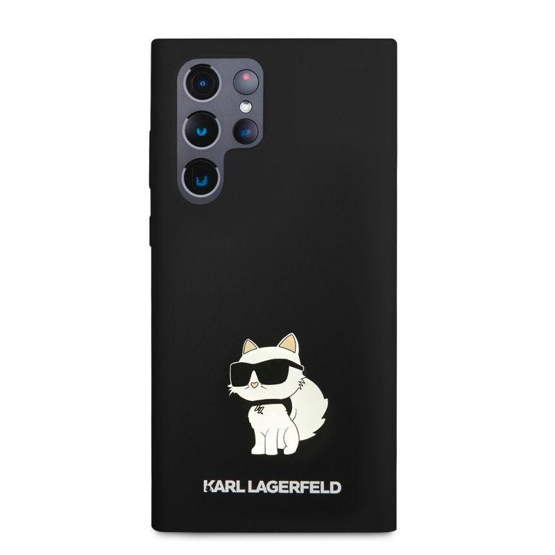 Karl Lagerfeld Liquid Silicone Choupette NFT Zadný Kryt pre Samsung Galaxy S23 Ultra Black