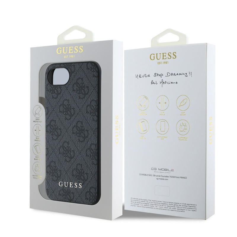 Guess 4G Charm Zadný Kryt pre iPhone 16e Tone on Tone Grey
