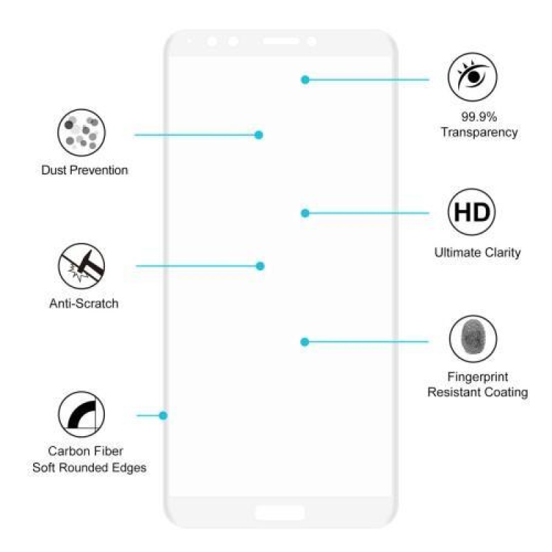 H2P celoplošné 3D tvrdené sklo na mobil Huawei Y7 Prime (2018) a Honor 7C - biele