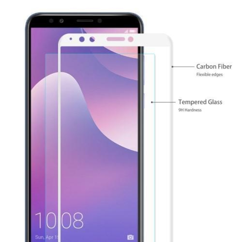 H2P celoplošné 3D tvrdené sklo na mobil Huawei Y7 Prime (2018) a Honor 7C - biele