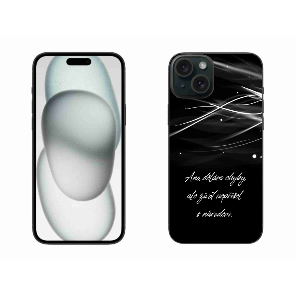 Gélový kryt mmCase na iPhone 15 Plus - citát čierne pozadie