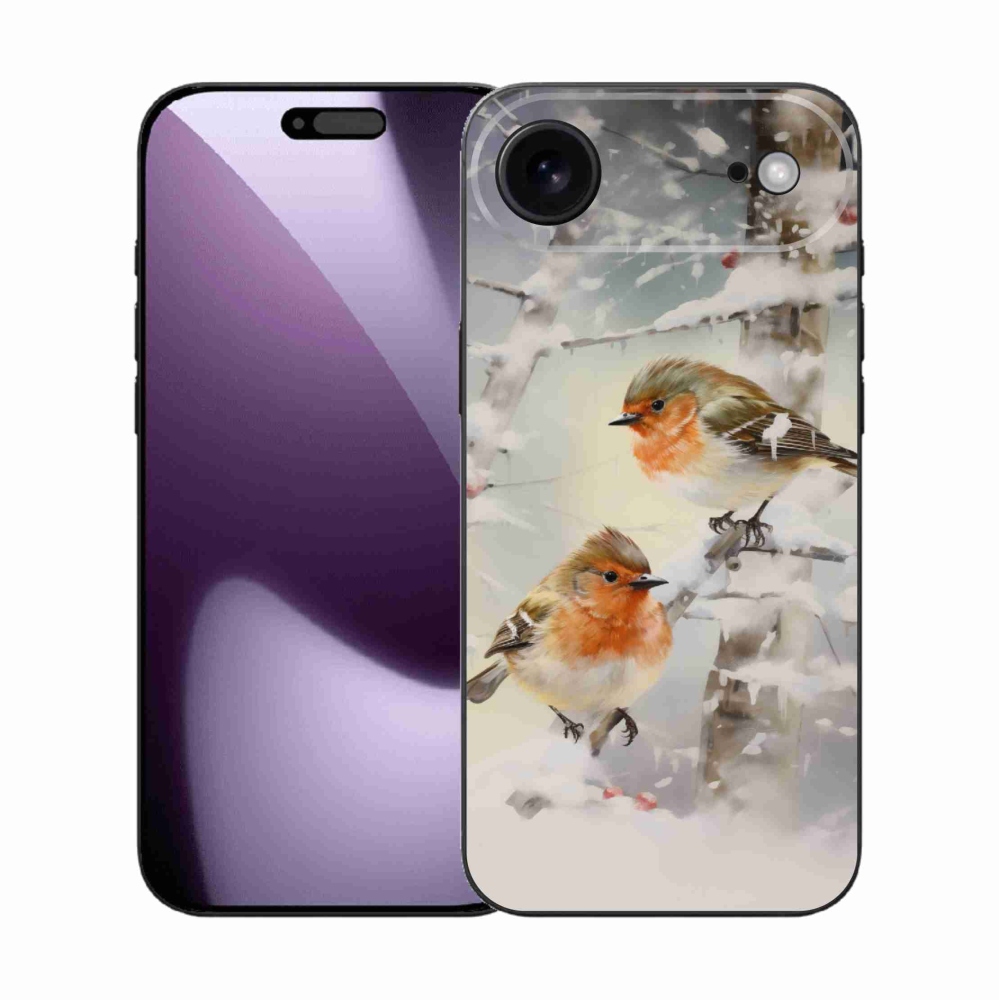 Gélový kryt mmCase na iPhone 17 Air - vtáčiky v zime