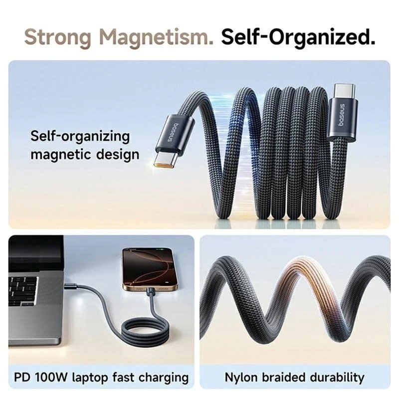 Baseus Dynamic 4 Pro Series Dátový Kábel USB-C - USB-C 100W 1m Cluster Black