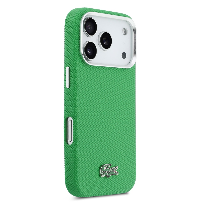 Lacoste Iconic Petit Pique Metal Logo MagSafe Zadný Kryt pre iPhone 17 Pro Green