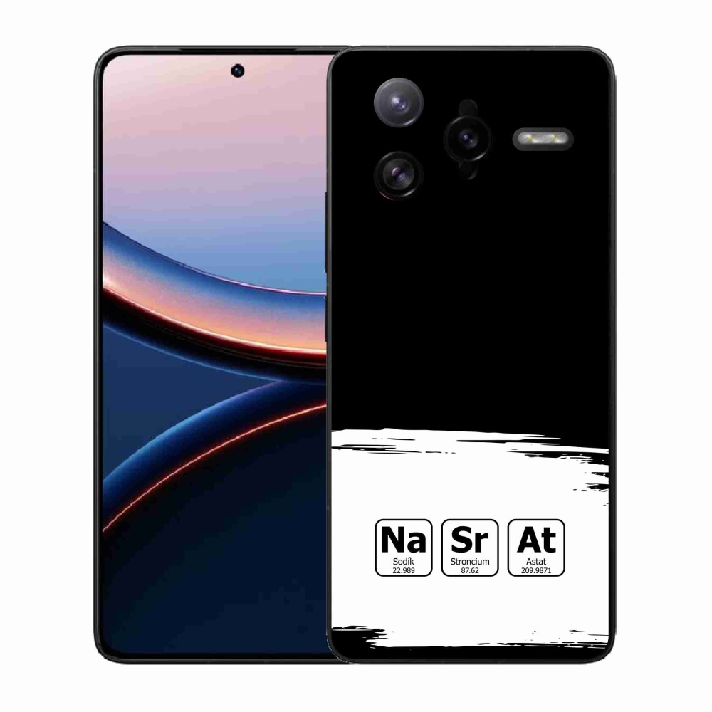 Gélový kryt mmCase na Xiaomi Poco F7 Ultra - chemické prvky bieločierne pozadie