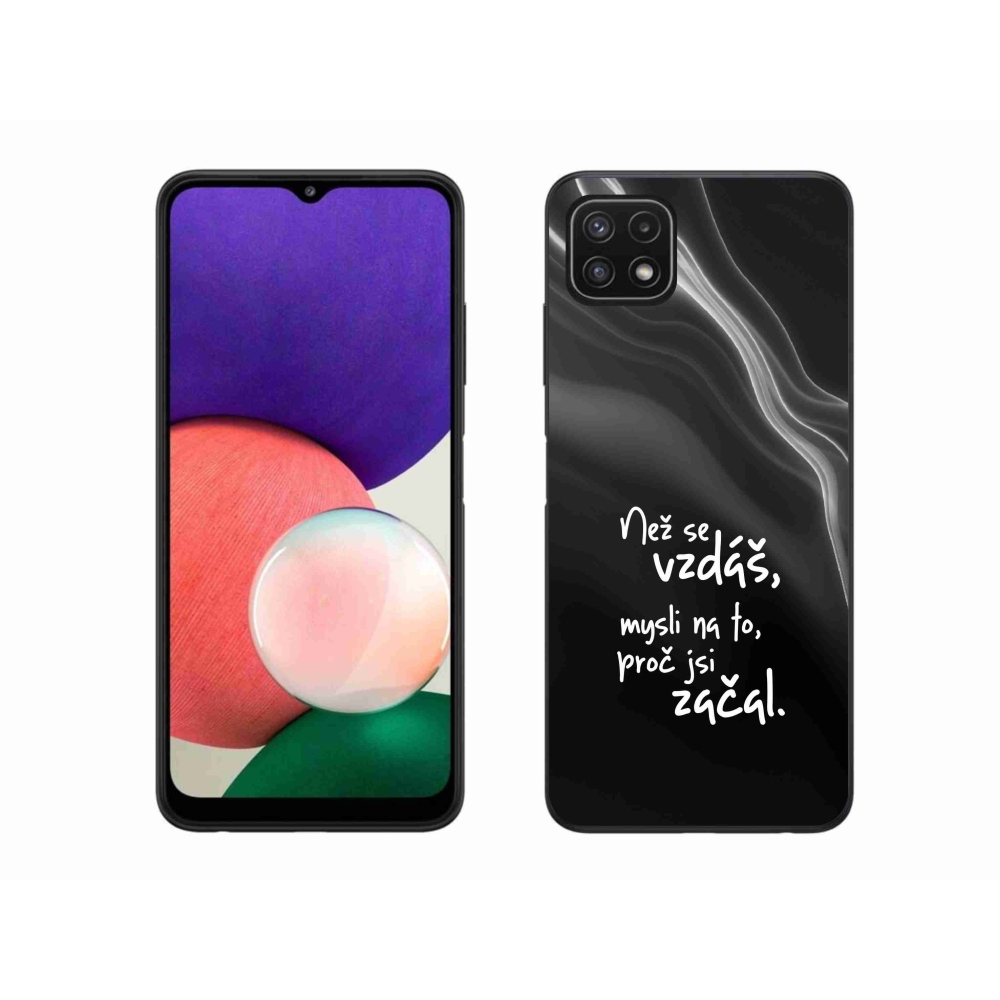 Gélový kryt mmCase na Samsung Galaxy A22 5G - citát 2 čierne pozadie