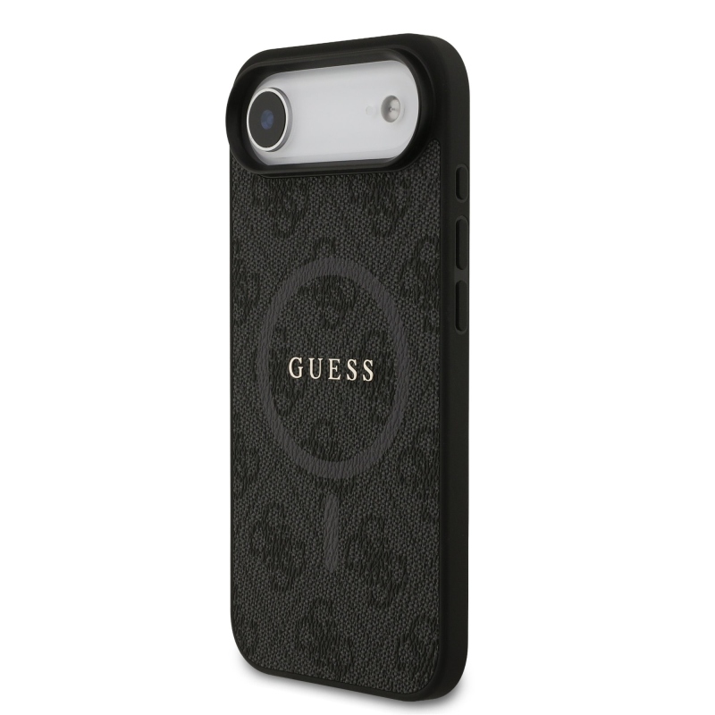 Guess PU kožený zadný kryt 4G Colored Ring MagSafe pre iPhone Air Black