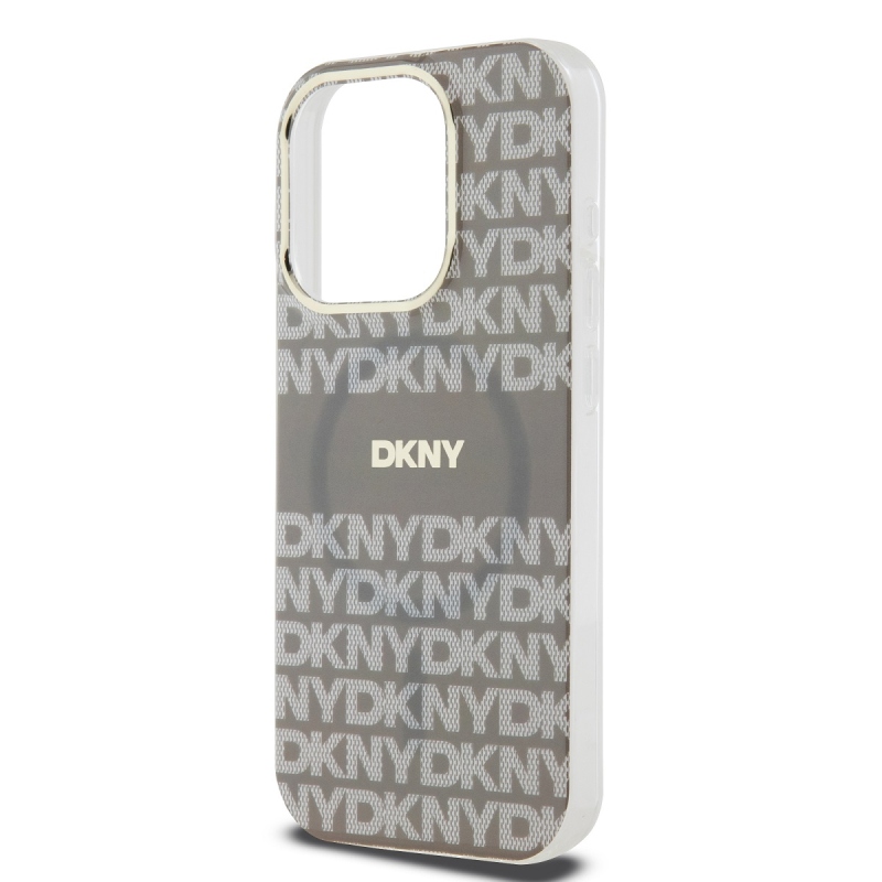 DKNY PC/TPU Repeat Pattern Tonal Stripe Magsafe Zadný Kryt pre iPhone 13 Pro Beige