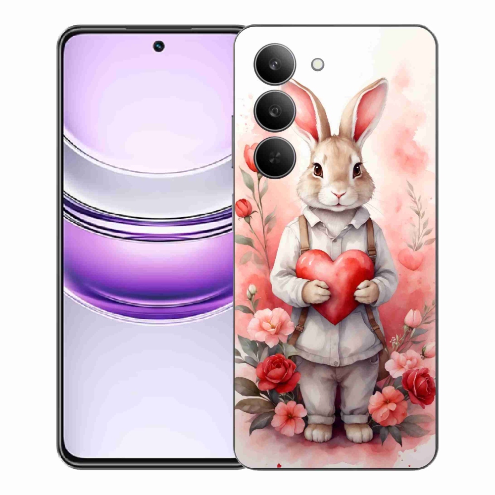Gélový kryt mmCase na Realme 14x 5G - zajac so srdiečkom