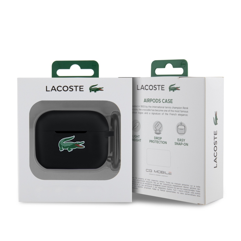 Lacoste Liquid Silicone Croc Logo Puzdro pre AirPods Pro 2 Black