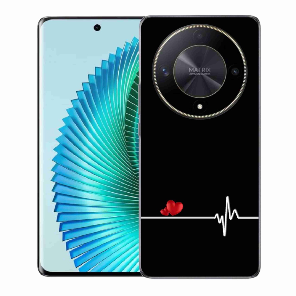 Gélový kryt mmCase na Honor Magic 6 Lite 5G - srdce a tep čierne pozadie