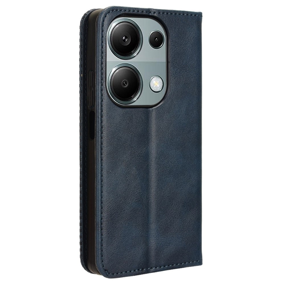 Vintage knižkové puzdro na Xiaomi Redmi Note 14S/Note 13 Pro 4G/Poco M6 Pro - tmavomodré
