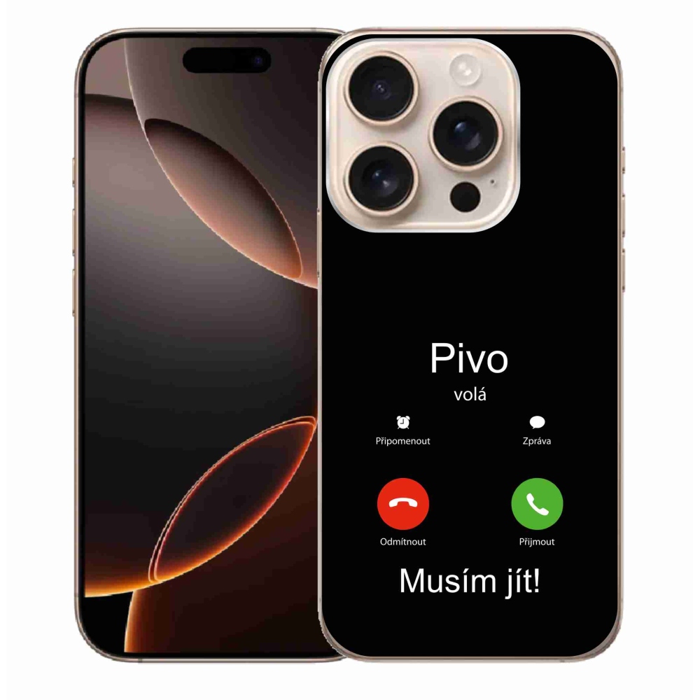 Gélový kryt mmCase na iPhone 16 Pro Max - pivo volá čierne pozadie