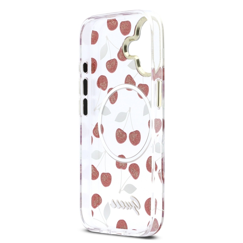 Guess IML Glitter Cherry MagSafe zadný kryt pre iPhone 17