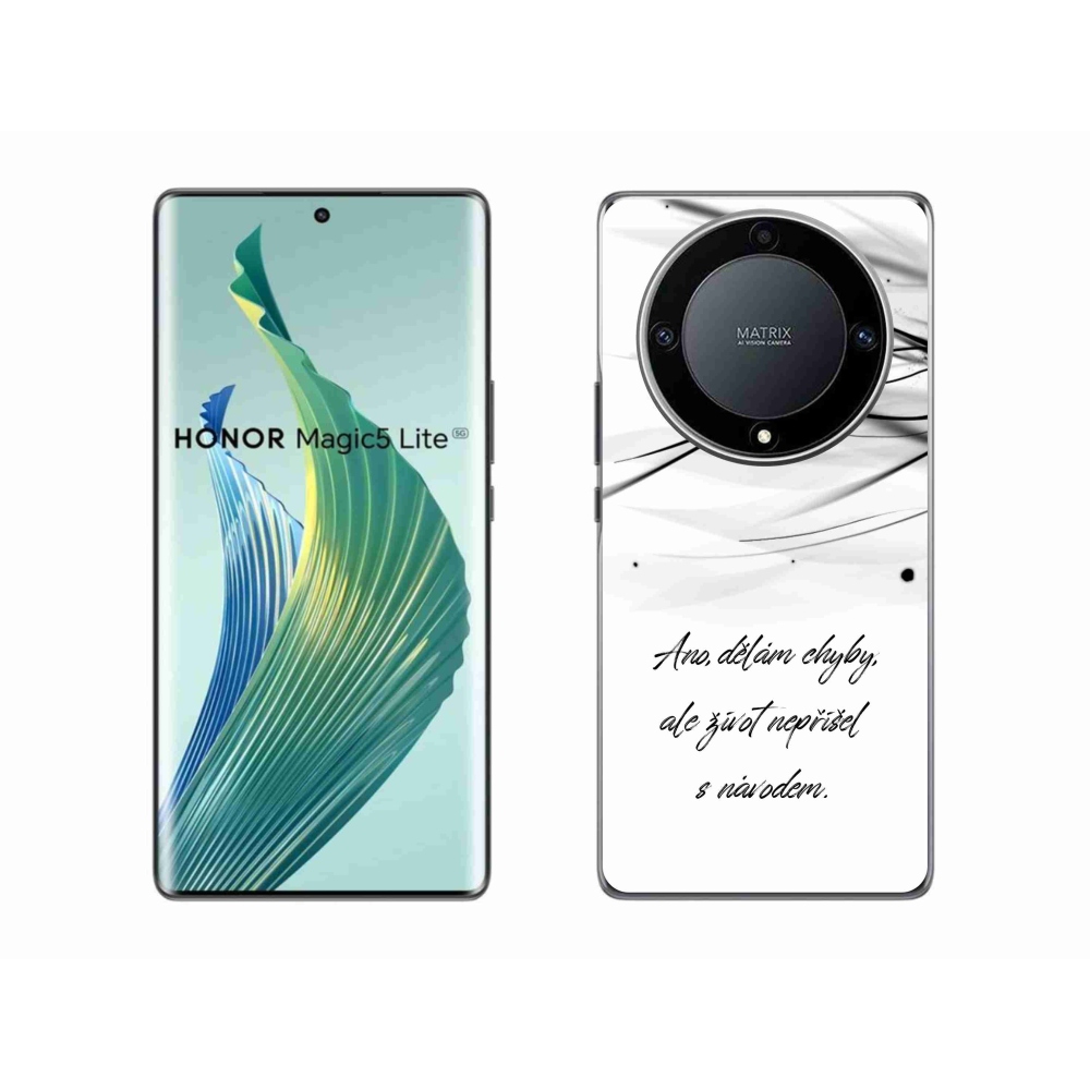 Gélový kryt mmCase na Honor Magic 5 Lite 5G - citát biele pozadie