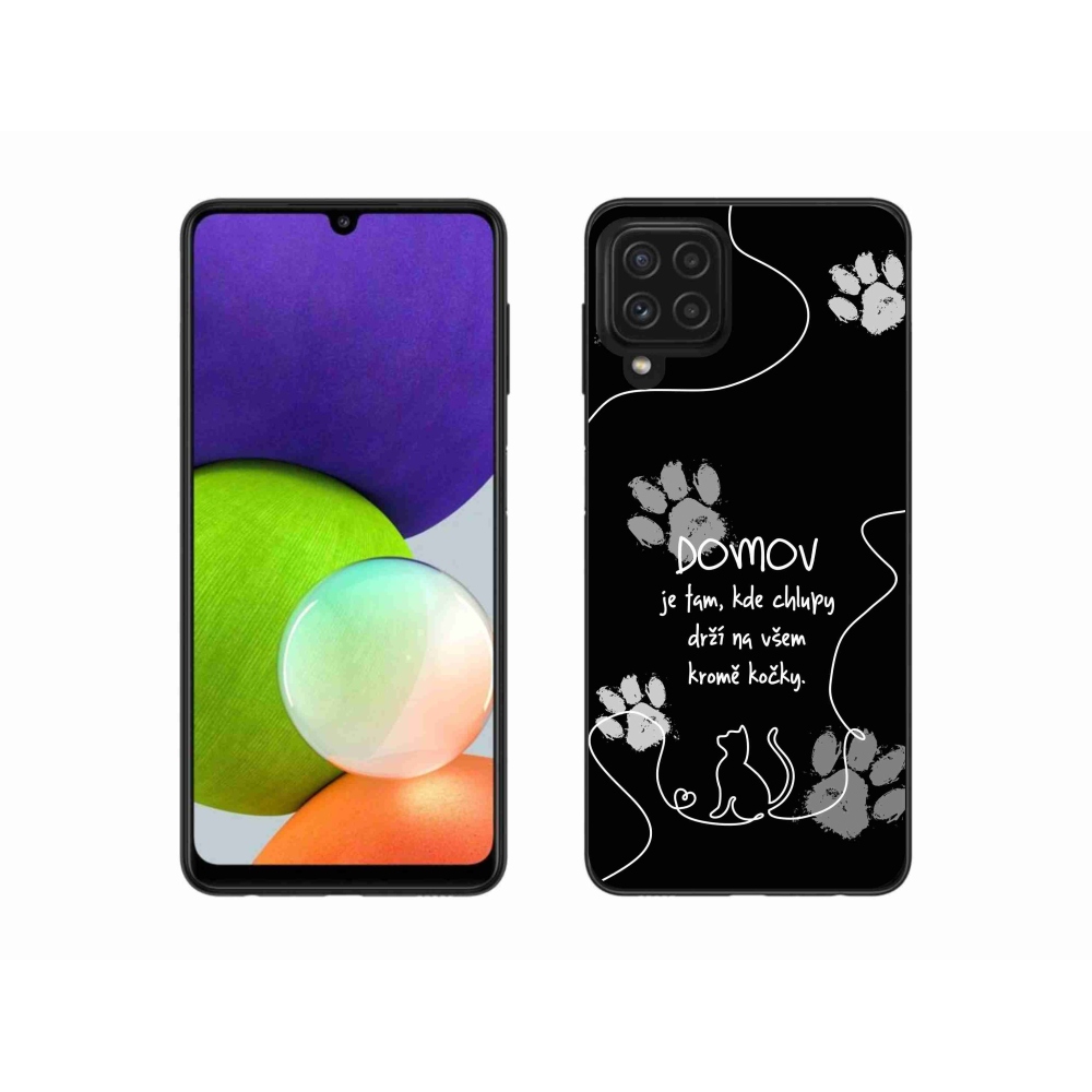 Gélový kryt mmCase na Samsung Galaxy A22 4G - mačacie motív čierne pozadie