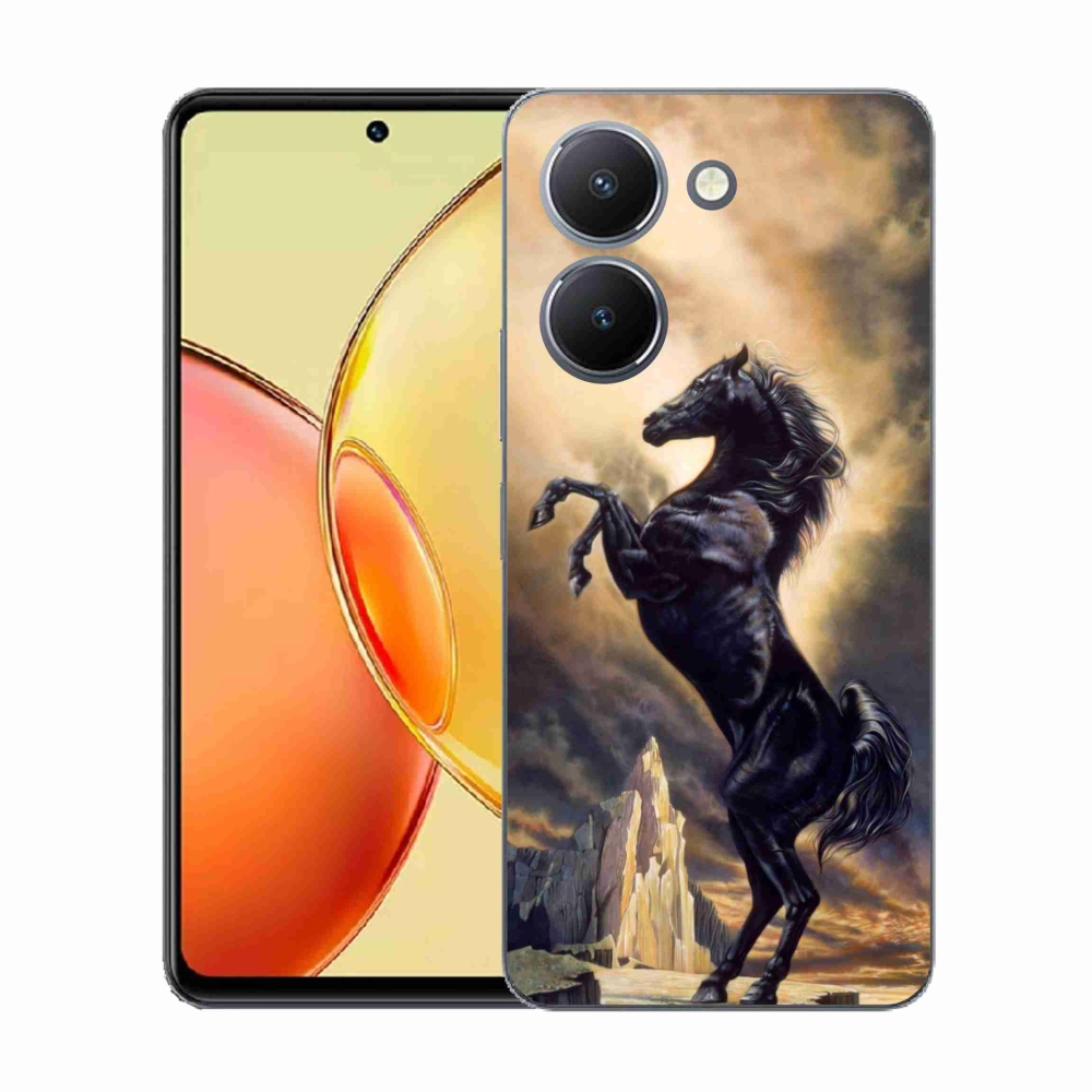 Gélový kryt mmCase na Vivo Y36 - čierny kreslený kôň
