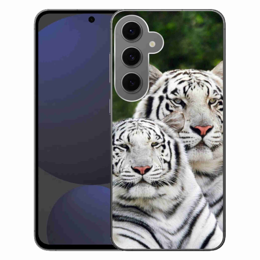 Gélový obal mmCase na Samsung Galaxy S24 FE - bieli tigre
