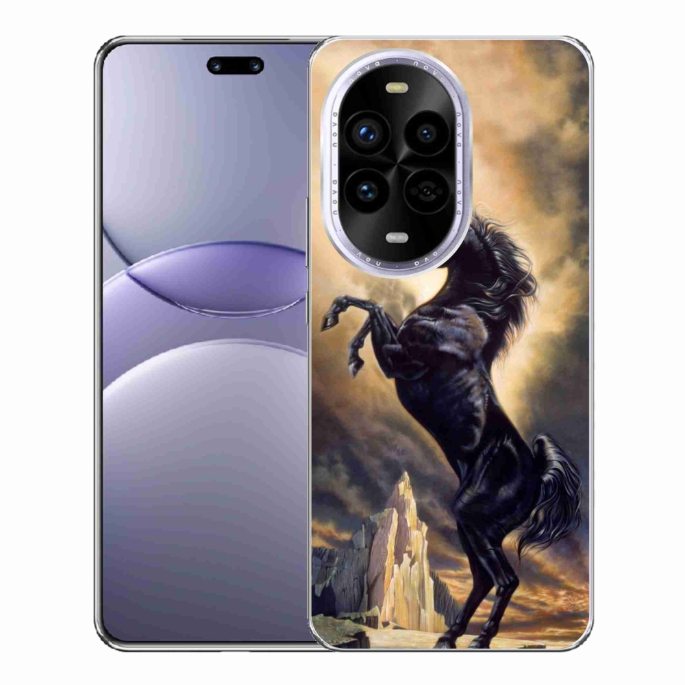 Gélový kryt mmCase na Huawei Nova 13 Pro 5G - čierny kreslený kôň